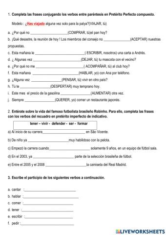 Pretérito perfecto - Participio