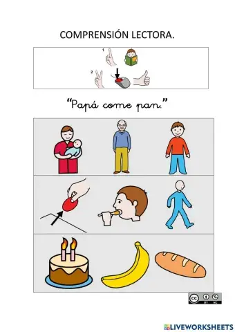 Comprensión lectora frase y pictogramas