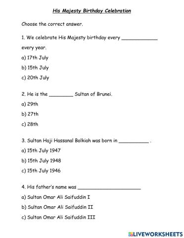 His Majesty Birthday Celebration