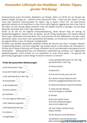 Gesunder Lebensstil Studenten