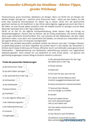 Gesunder Lebensstil Studenten