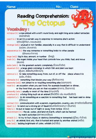 M.3-Unit2-Reading-The Octopus
