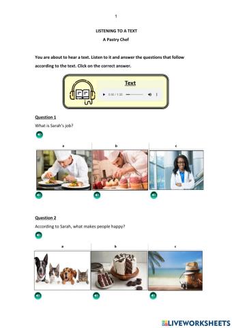 BOOST: Listening to a Text Practice – A Pastry Chef