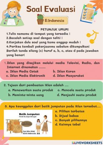 Soal Evaluasi Kelas 5