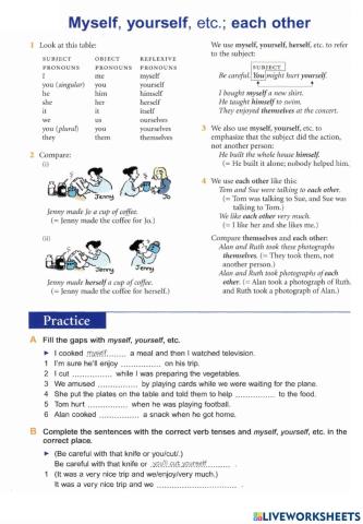 Basic Grammar - 58 Reflexive pronouns, each other