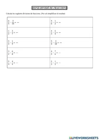 Divisió de fraccions