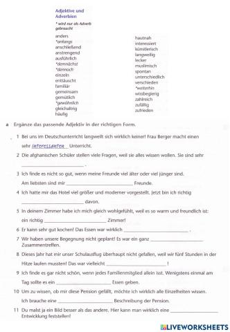 Ausblick L1 Adjektive W AB13