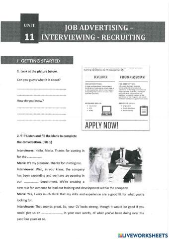 Unit 11: job advertisement