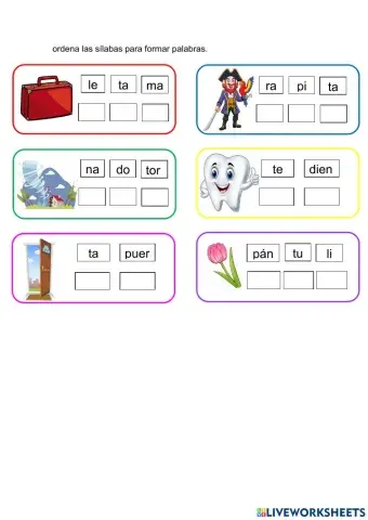 Ordenar solaba, fonema T