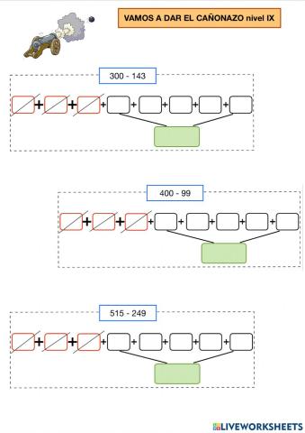 Restas con llevadas nivel ix