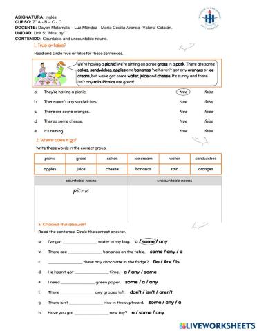 Countable and uncountable nouns