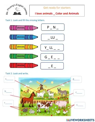Ms. Phuong- Get ready for starters - animals and colors