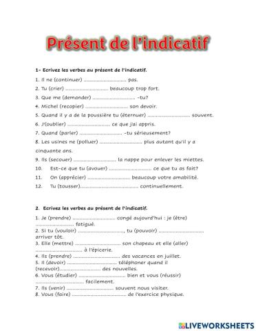 Présent de l'indicatif