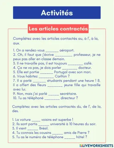 Les articles contractés - C'est et il y a