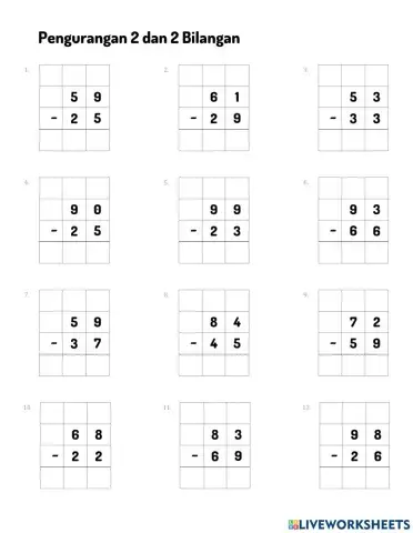 Pengurangan 2 dan 2 Bilangan (A)