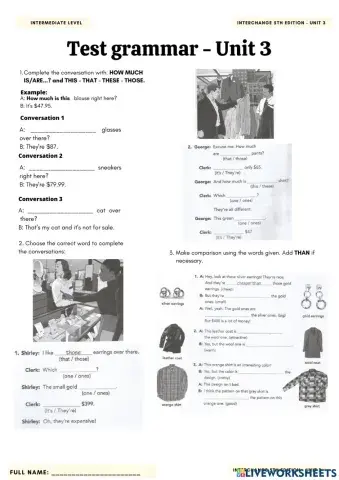 Test grammar - unit 3 interchange 5th edition 1
