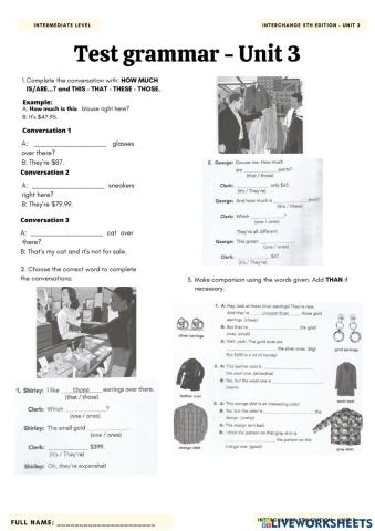 Test grammar - unit 3 interchange 5th edition 1