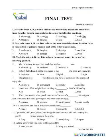 Lesson44B - Final Test
