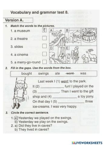 Vocabulary and Grammar Test 8