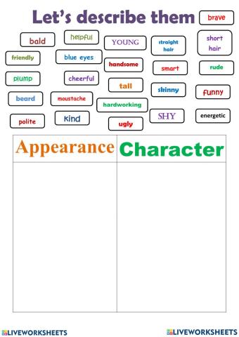 Adjectives describes people