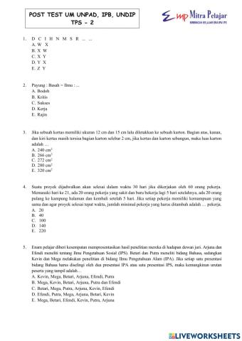 Post test tps 3 um unpad ipb undip
