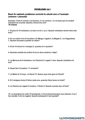 Problemes 15t I