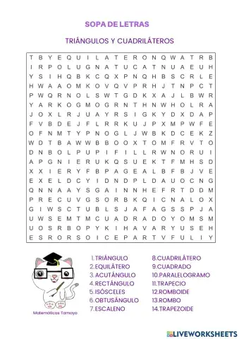 Sopa de letras MATEMATICO