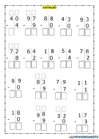 Subtração com Reagrupamento