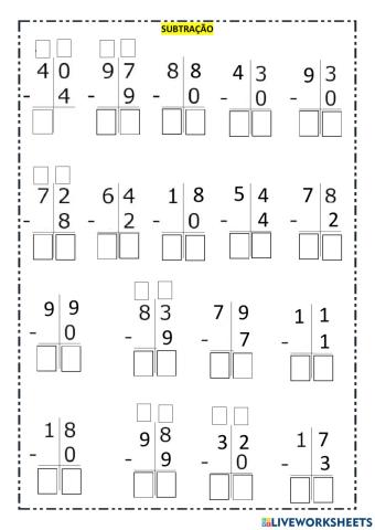Subtração com Reagrupamento