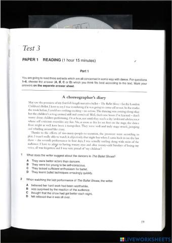 Reading CAE  test 3 all parts