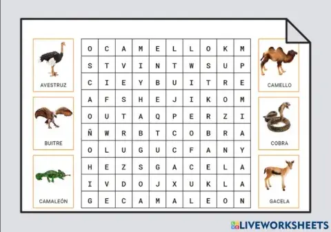 Sopa de letras ANIMALES