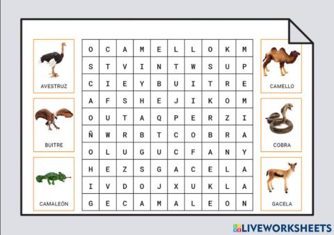 Sopa de letras ANIMALES