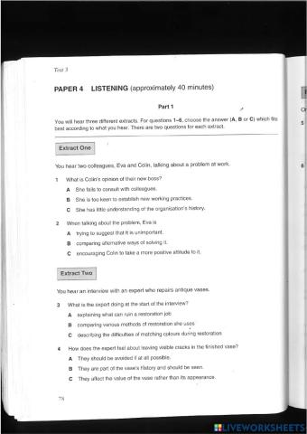 Listening cae test 3 all parts