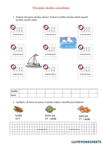 Trīsciparu skaitļu saskaitīšana