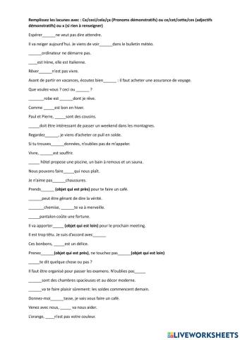 Pronoms - adjectifs démonstratifs