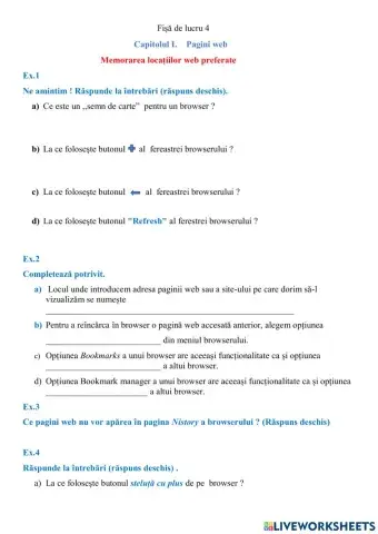 Capitolul I.    Pagini web.  4. Memorarea locațiilor web preferate