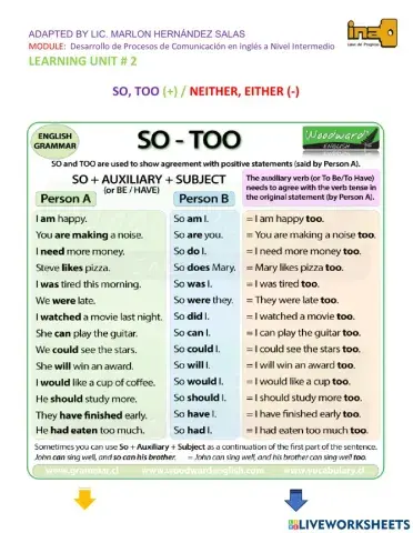 So too neither either