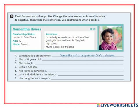 Verb to be -negative statements