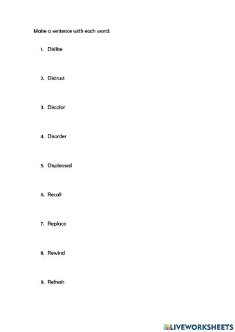 Vocabulary Suffixes dis- un- re-