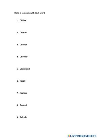 Vocabulary Suffixes dis- un- re-