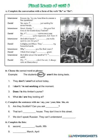 Final exam of unit 6