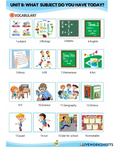 G4.Unit 8.What subjects do you have today?