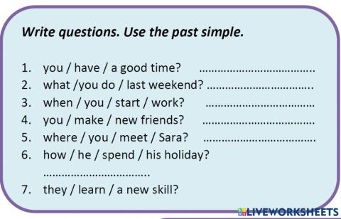 Writing: Past Simple Question by Teacher Kasim