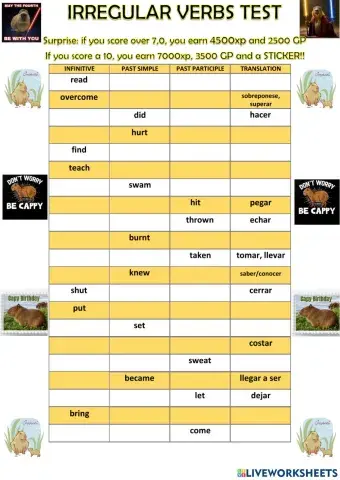 17th Star Wars irregular verbs test (2023)