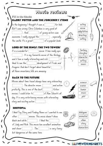 Movie reviews - complete the sentences