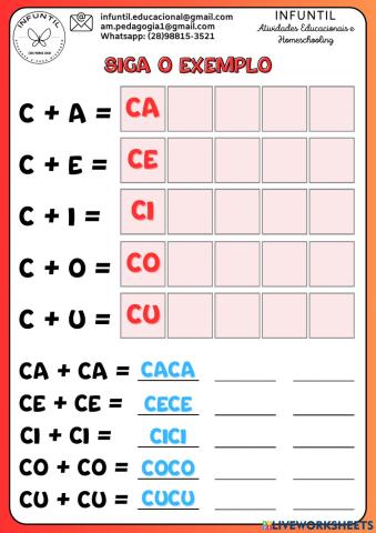 Repita as sílabas do c
