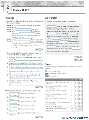 Review unit 2-grammar and use of English