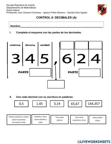 Evaluacion decimales 5° (A)