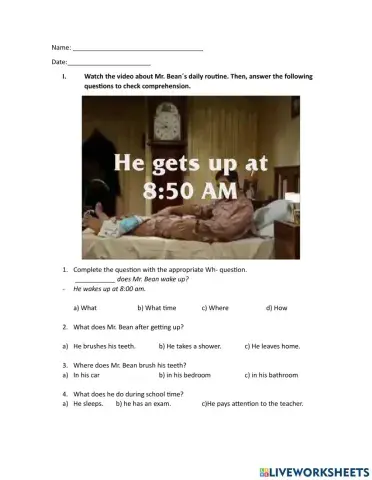 Mr. Bean-s daily routine