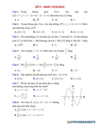 Đề 6 - ôn thi tn thpt 2023 - toán